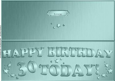 Large Dl 30th Birthday Quick Cut and Fold Card