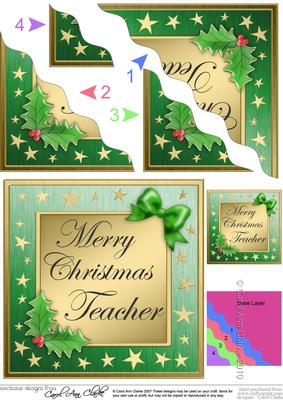 Teacher Christmas Wavy Corner Side Stacker Topper