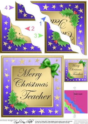 Teacher Christmas Wavy Corner Side Stacker Topper