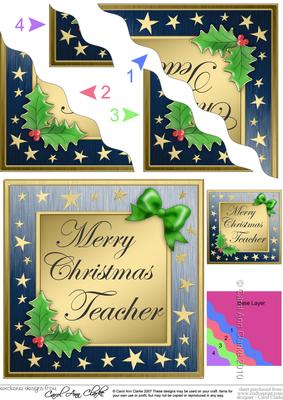 Teacher Christmas Wavy Corner Side Stacker Topper
