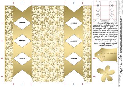 Gold Flowers Cracker Shaped Treat or Favour Box
