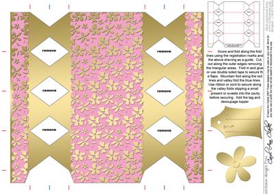 Gold Flowers Cracker Shaped Treat or Favour Box