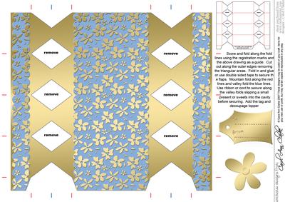 Gold Flowers Cracker Shaped Treat or Favour Box