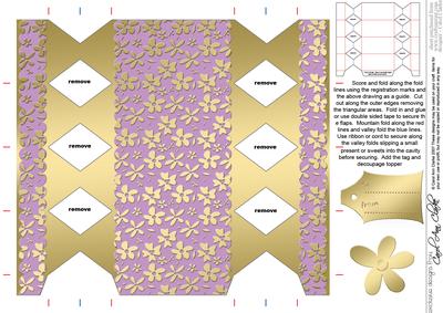 Gold Flowers Cracker Shaped Treat or Favour Box