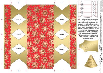 Gold Snowflakes Cracker Shaped Treat or Favour Box