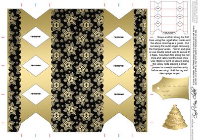 Gold Snowflakes Cracker Shaped Treat or Favour Box
