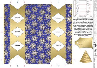 Gold Snowflakes Cracker Shaped Treat or Favour Box