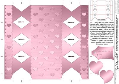Metallic Hearts Cracker Shaped Treat or Favour Box