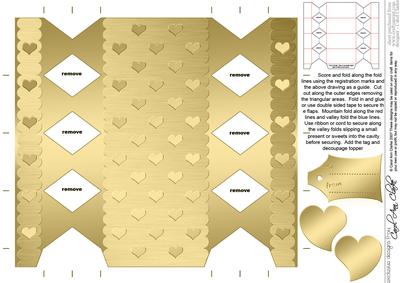 Metallic Hearts Cracker Shaped Treat or Favour Box