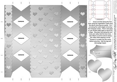 Metallic Hearts Cracker Shaped Treat or Favour Box