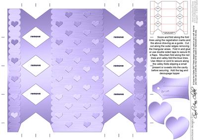 Metallic Hearts Cracker Shaped Treat or Favour Box