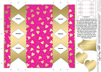 Gold Hearts Cracker Shaped Treat or Favour Box