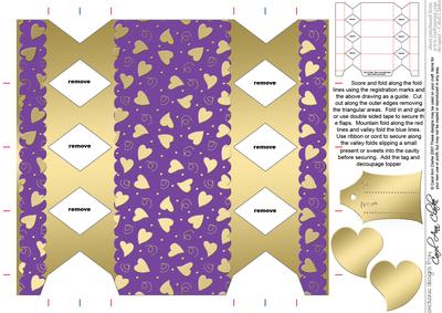 Gold Hearts Cracker Shaped Treat or Favour Box