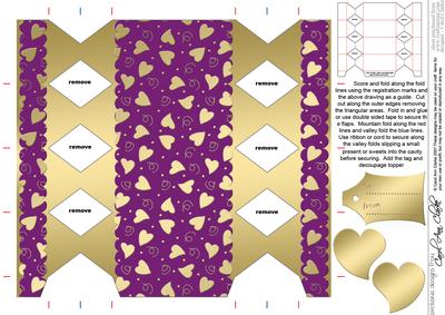 Gold Hearts Cracker Shaped Treat or Favour Box