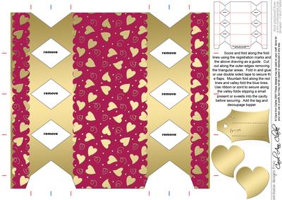 Gold Hearts Cracker Shaped Treat or Favour Box
