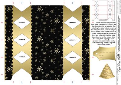 Gold Snowflakes Cracker Shaped Treat or Favour Box