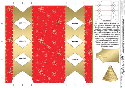 Gold Snowflakes Cracker Shaped Treat or Favour Box