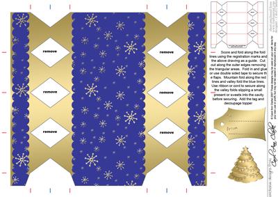 Gold Snowflakes Cracker Shaped Treat or Favour Box