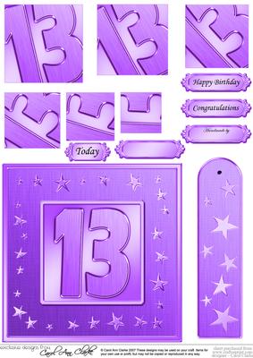 13th Bright Metallic Age Quick Card with Twisted Pyramage