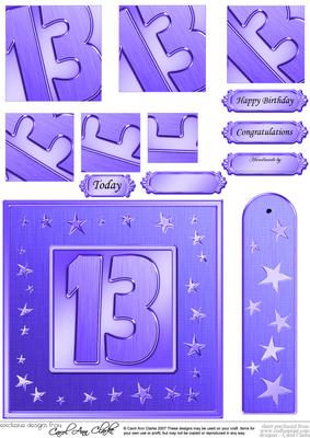13th Bright Metallic Age Quick Card with Twisted Pyramage