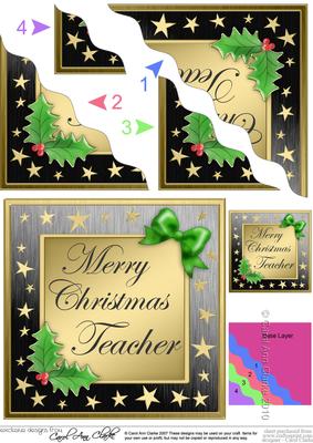 Teacher Christmas Wavy Corner Side Stacker Topper