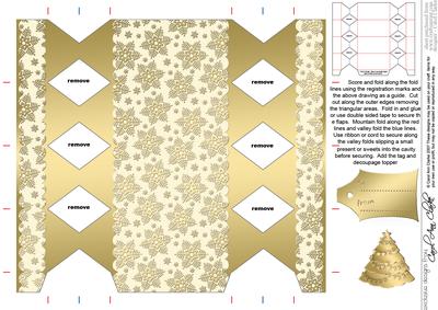 Gold Snowflakes Cracker Shaped Treat or Favour Box