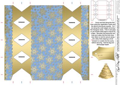 Gold Snowflakes Cracker Shaped Treat or Favour Box