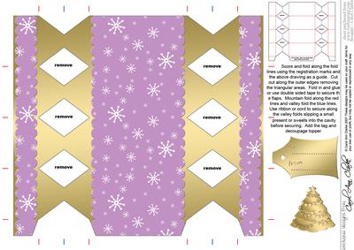 Gold Snowflakes Cracker Shaped Treat or Favour Box