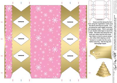 Gold Snowflakes Cracker Shaped Treat or Favour Box