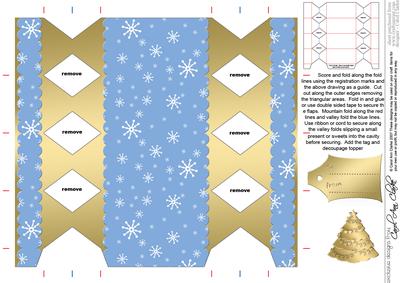 Gold Snowflakes Cracker Shaped Treat or Favour Box