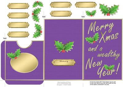 Elegant Christmas Holly Lottery Wallet Card