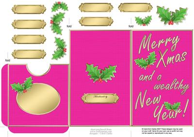 Elegant Christmas Holly Lottery Wallet Card