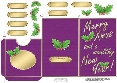 Elegant Christmas Holly Lottery Wallet Card
