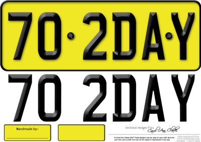 Large Dl 70th Birthday Novelty Number Plate and 3D Decoupage