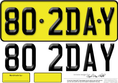 Large Dl 80th Birthday Novelty Number Plate and 3D Decoupage