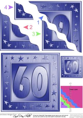 60th Bright Metallic Age Wavy Corner Side Stacker Topper