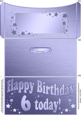 6th Birthday Metallic Age Money or Gift Wallet and Card