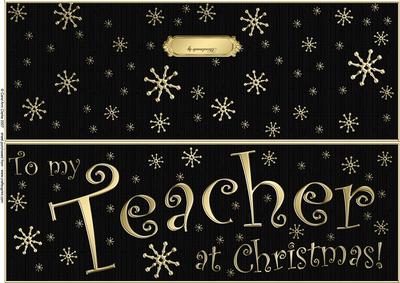 Large Dl to My Teacher Christmas Quick Cut and Fold Card