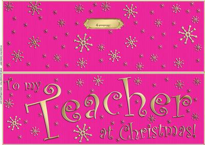 Large Dl to My Teacher Christmas Quick Cut and Fold Card