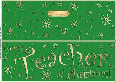 Large Dl to My Teacher Christmas Quick Cut and Fold Card