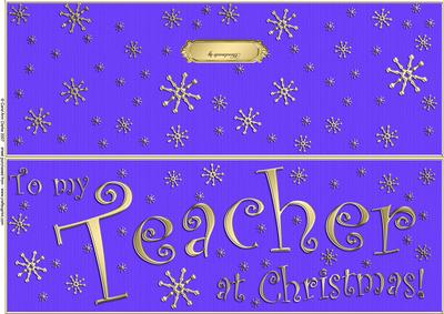 Large Dl to My Teacher Christmas Quick Cut and Fold Card