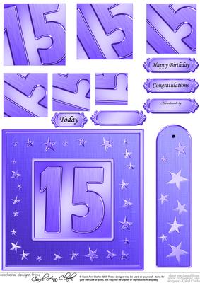 15th Bright Metallic Age Quick Card with Twisted Pyramage