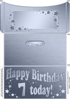 7th Birthday Metallic Age Money or Gift Wallet and Card