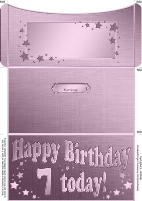 7th Birthday Metallic Age Money or Gift Wallet and Card