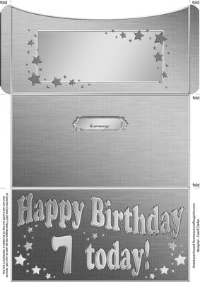 7th Birthday Metallic Age Money or Gift Wallet and Card