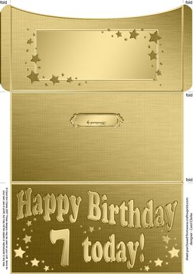 7th Birthday Metallic Age Money or Gift Wallet and Card
