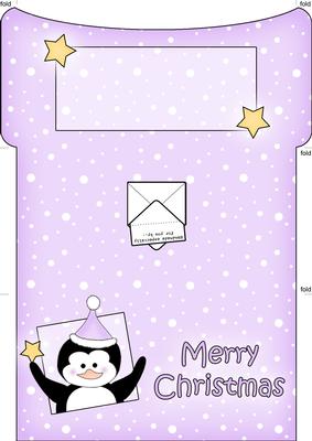 Xmas Penguin Money or Gift Wallet and Card