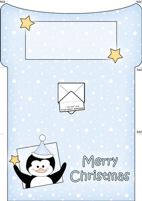Xmas Penguin Money or Gift Wallet and Card