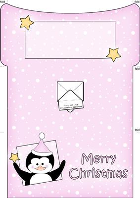 Xmas Penguin Money or Gift Wallet and Card
