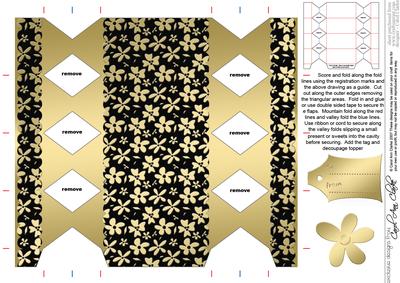 Gold Flowers Cracker Shaped Treat or Favour Box